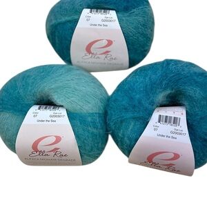 3 Ella Rae ALPACA KID MOHAIR DEGRADE Lace weight yarn Under The Sea Blue Green